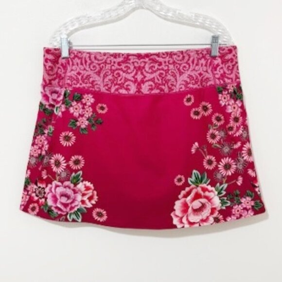 Johnny Was Bee Active Tennis Skirt Skort Golf Pickleball Pink Floral XL - Picture 1 of 6